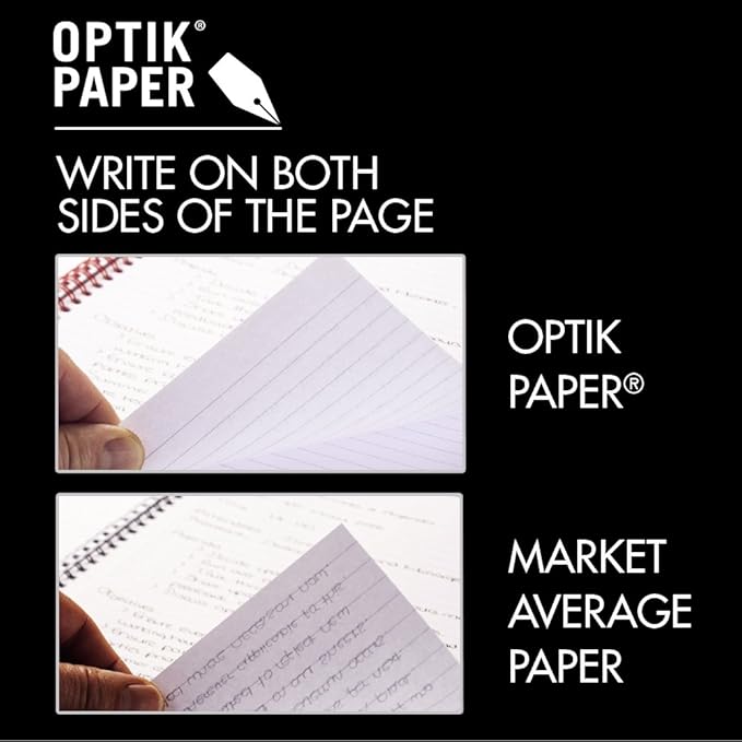 Black n' Red Notebook, Business Journal, 11" x 8", 70 Sheets, Ruled, Optik Paper, Scribzee App, Flexible Poly Cover, Wirebound, Black (K67030)