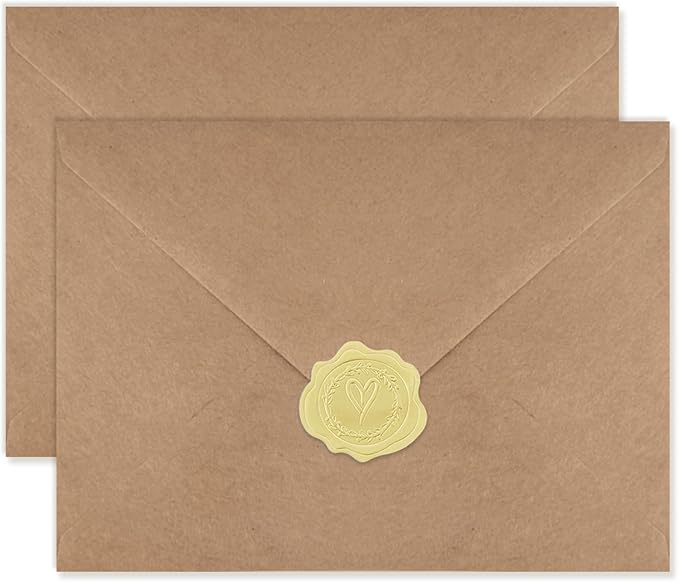 100 Pack Envelopes for Invitation- Brown Kraft Invitation Envelopes Used for Cards Used for Weddings,Invitations, Baby shower, Office (5.25 * 7.25-V flap)