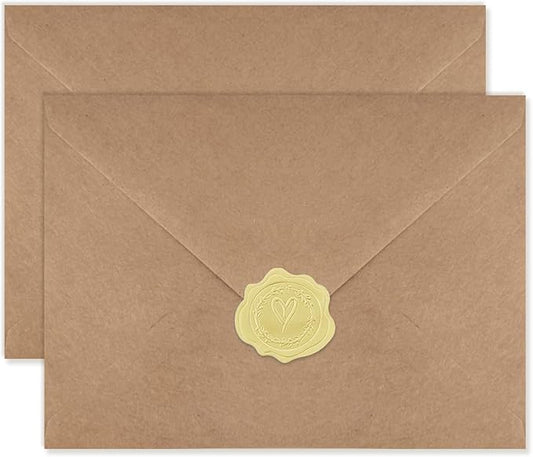 100 Pack Envelopes for Invitation- Brown Kraft Invitation Envelopes Used for Cards Used for Weddings,Invitations, Baby shower, Office (5.25 * 7.25-V flap)