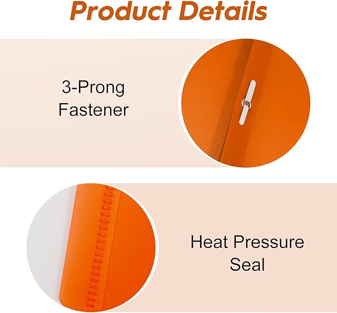 24-Pack Plastic Folders with Pockets and Prongs,2-Pocket Folders with 3 Fasteners, Holds 8-1/2" x 11" Paper for School/Office/Home, Orange