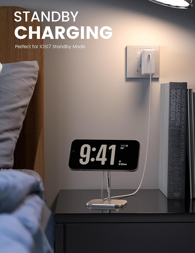 Lamicall Phone Stand for Apple 15W MagSafe Charger - [Charger Not Included] 360 Rotation Adjustable Aluminum Charging Holder Dock for Desk, Compatible with iPhone 17 16 15 14 Air, Pro, Pro Max, Plus