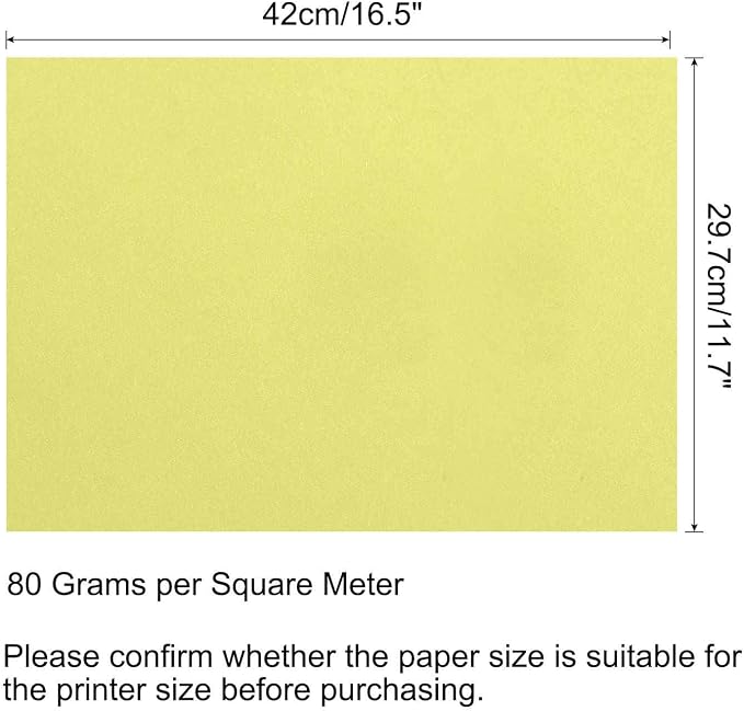 MECCANIXITY 50 Sheets Colored Copy Paper 16.5 x 11.7 Inch Printer Paper 80gsm Light Yellow for Office Printing, Document Copying, Invitations, Forms, Art Projects