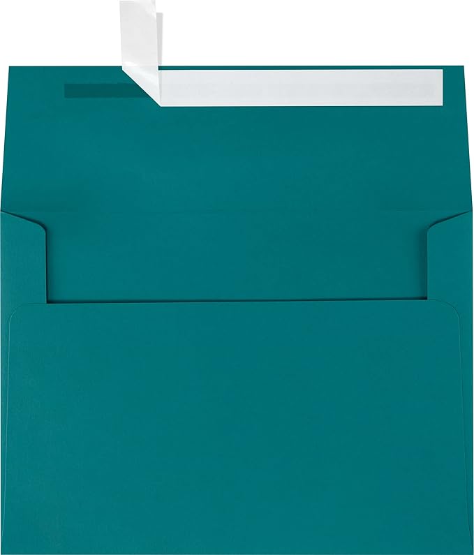 LUXPaper A7 Invitation Envelopes | Peel & Press | 5 1/4" x 7 1/4" | Teal | 80lb. Text | 50 Qty