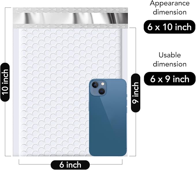 Fuxury 500 Pack White Bubble Mailers 6x10 Inch, Small Bubble Shipping Envelopes#0 Thick Bubble Padded Mailer Strong Adhesion Padded Envelopes for Mailing Jewelry,Makeup