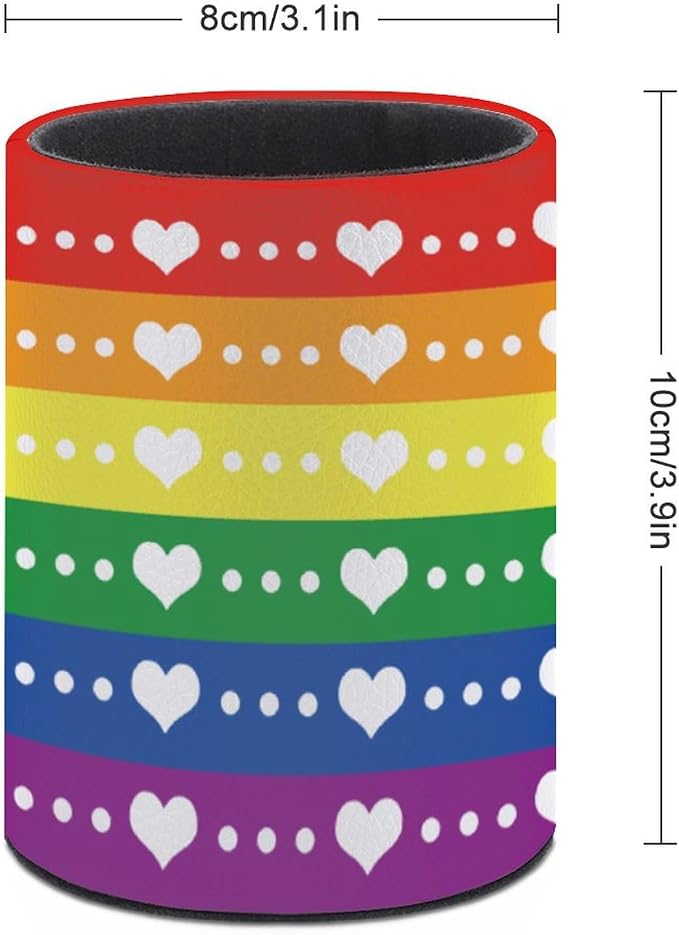 LGBT Rainbow Pride Pen Holder Pencil Cup for Desk Organizer | Cute Makeup Brush Holder PU Multifunctional Office Suppliesfor Decor Home Classroom School