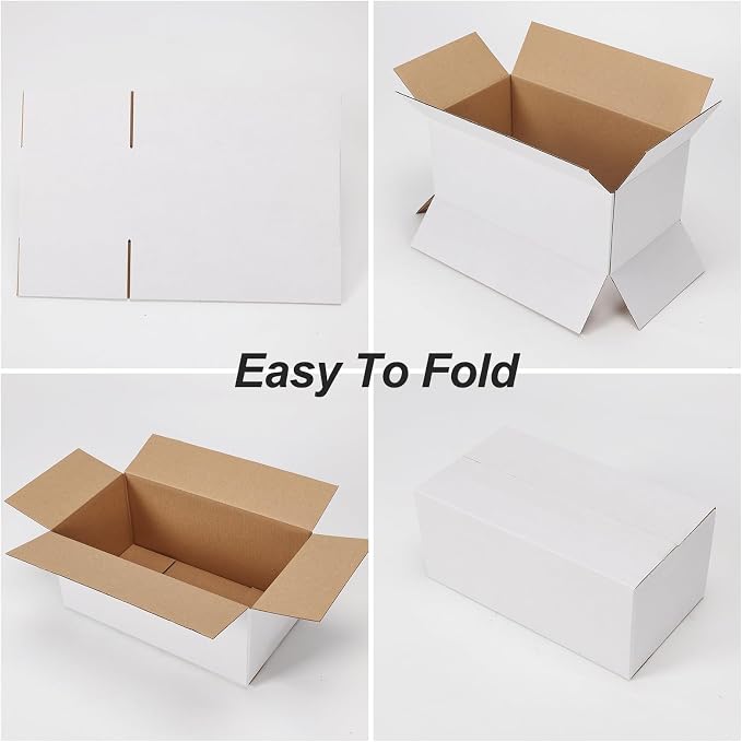 8x5x5 Shipping Boxes Set of 40, White Kraft Corrugated Cardboard Small Boxes Mailers for Business Packaging Box
