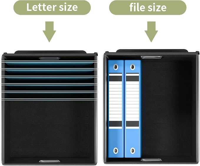 File Organizer Box with Lids, Collapsible File Folder Organizer | File Box with Plastic Slides for Office Document Storage, Filing Bin for Letter Size Hanging File Folders (1 Pack, Green)