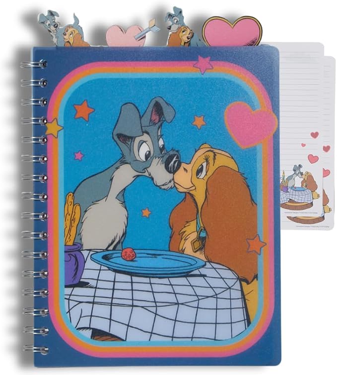 Disney Lady and the Tramp Tab Journal Notebook, Spiral Bound, 96 Lined Pages, 8 x 7 inches