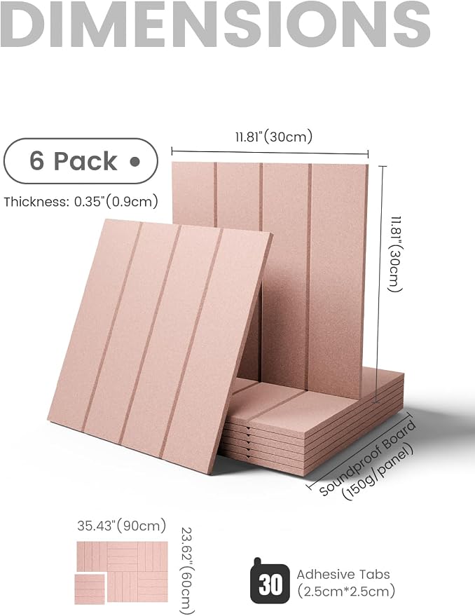 Fluxynara 36" x 24" Large Felt Bulletin Board, Pink | 6 Pack Cork Board Alternative with 30 Safe Adhesive Tabs, Pin Boards for Wall Decor, Home, Office, Classroom,Dorm