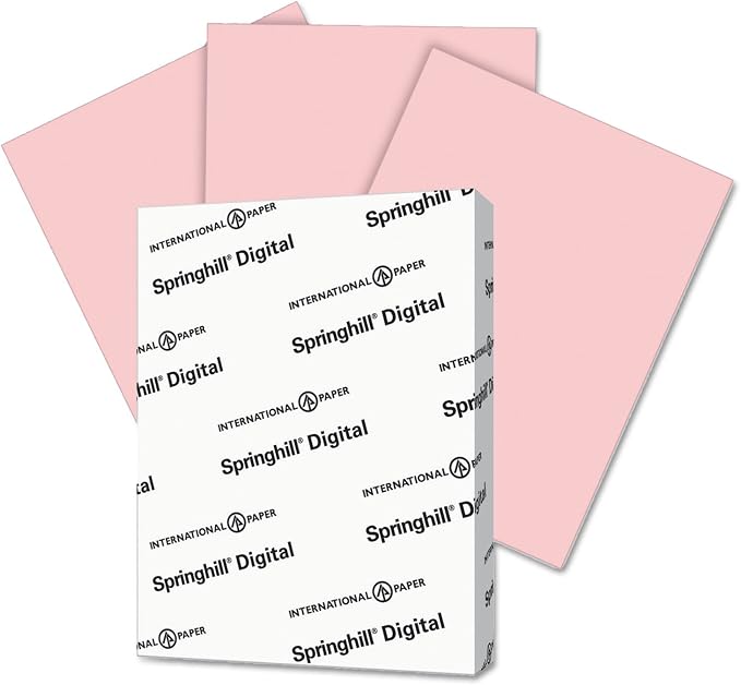 Springhill 8.5” x 11” Pink Colored Cardstock Paper, 67lb Vellum Bristol, 147gsm, 250 Sheets (1 Ream) – Premium Lightweight Cardstock, Vellum Printer Paper with Textured Finish – 076000R
