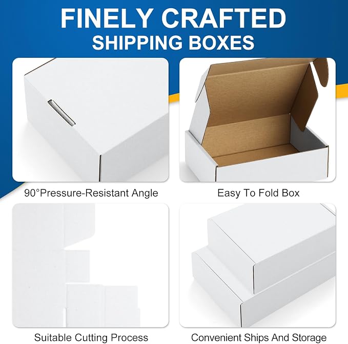 Famagic 30 Pack 11x8x2 Inch Small Shipping Boxes White Corrugated Cardboard Boxes Mailer for Small Business, Mailing Boxes for Packaging Bulk