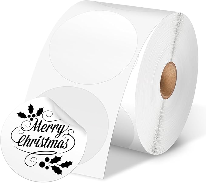 Phomemo Genuine 2” White Circle Thermal Labels, 2x2 Self-Adhesive Round Sticker Label, Circular Direct Labels Compatible with Phomemo 241bt, Labels Printer, 750 Labels/Roll, White,Commercial Grade