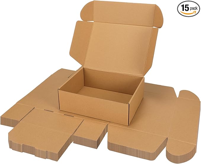 PHAREGE 12x9x4 Inch Shipping Boxes 15 Pack Brown, Tab Lock Tuck Top Mailer Boxes for Packaging Small Business, Cardboard Gift Boxes for Wrapping Mailing Present