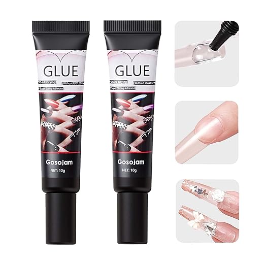Nail Glue 2-Pack – Fast-Drying, Long-Lasting Adhesive for Acrylic, Press-On & Gel Nails – Water-Resistant, No UV/LED Needed, 10g x 2 – Strong Bond, Gentle on Nails, Ideal for DIY & Salon Use