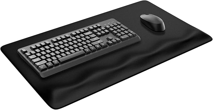 JIKIOU Large Mouse Pad with Wrist Rest, Desk Pad with Built in Wrist Rest, Waterproof Gaming Mouse Pad with Non-Slip Base for Typing Pain Relief Black 29.5x14.9 inch