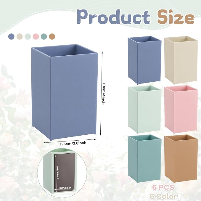 6 Pcs Classroom Magnetic Storage Boxes Magnetic Storage Containers Plastic Dry Erase Marker Holder Plastics Pen Holder for Refrigerator Whiteboard Home Office School Organizer Supply (Soft Neutral)