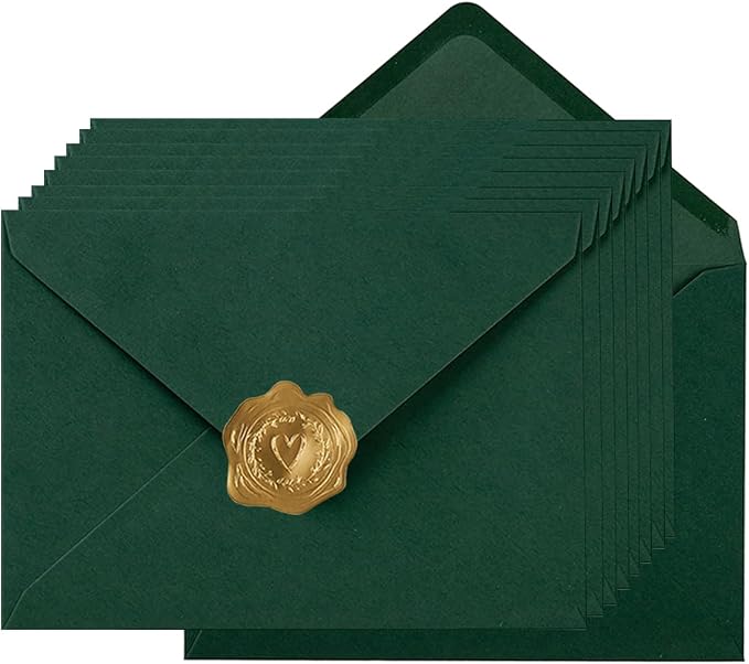 100 Pieces A7 Envelopes 5x7 Dark Green, 5.24 x 7.24 Inches | Colorful 5x7 Envelopes For Greeting Cards, Birthday & Weddings, Baby Shower Invitation Cards