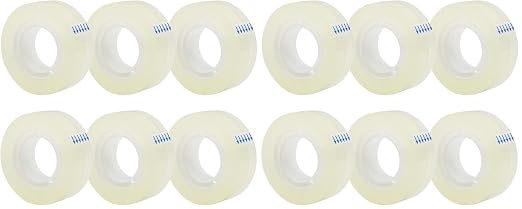 OWLKELA 6 Rolls Transparent Tape Refills, Clear Tape, All-Purpose Transparent Glossy Tape for Office, Home, School (Pack of 2)