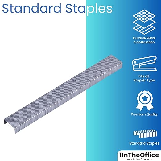 1InTheOffice Standard Staples - 1/4" Leg Length, 5,000 Staples/Pack, 5 Pack