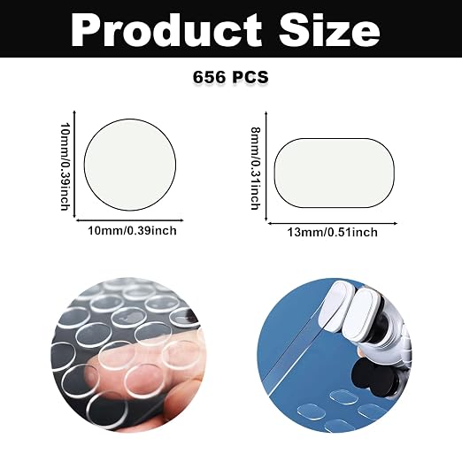 656PCS Double Sided Gel Glue Dots, Oval & Round Clear Sticky Dots, 8x13mm & 10x10mm Clear Removable Adhesive Dots, Sticky Tack for Balloons Crafts DIY Projects Festival & Party Decorations