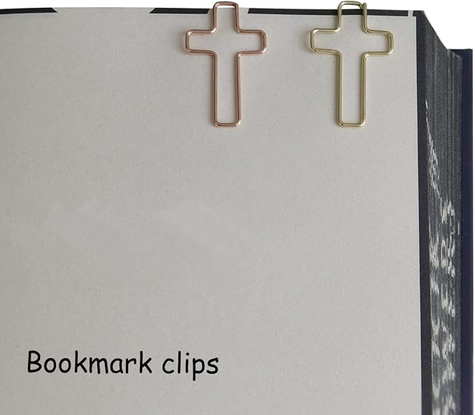 50 PCS Cross Paper Clips for Bible Study, Rose Gold Desk Accessories Christian Gifts for Women