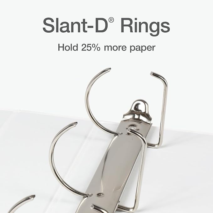 Oxford 2 Inch 3 Ring Binder, D-Ring View with XtraLife Hinge, Non-Stick PVC-Free, White, 540-Sheet Capacity, Single Binder (1017674)