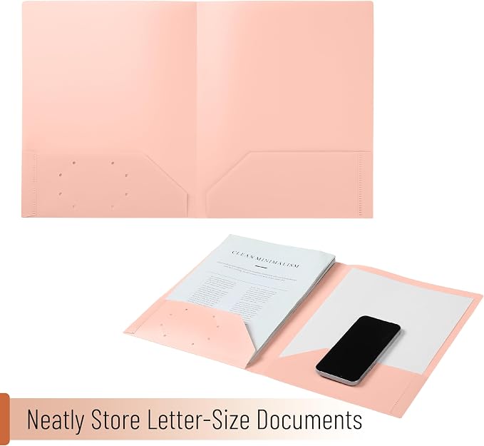 Mr. Pen- Plastic Folders with Pockets, 5 pcs | Aesthetic File Folder with Business Card Slot, 2-Pocket Folder, Back to School, Office, Filing Supplies