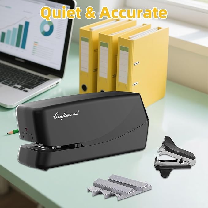 Electric Stapler,Automatic,Inclued 2000 Staples and 1 Staple Remover, Heavy Duty Can Store 210 Staples，AC or Battery Powered Stapler Heavy Duty, 25 Sheet Capacity