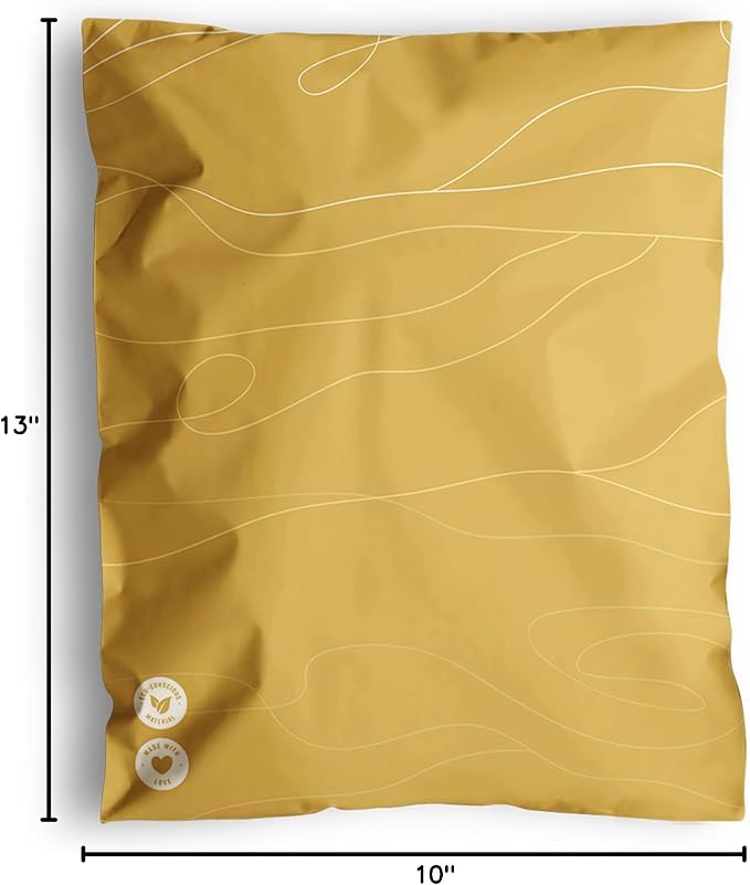 Poly Mailers 10x13-25 Pack Biodegradable Shipping Bags for Clothes - Impack Self-Seal Waterproof Thick Mailing Envelope for Accessories & Clothing - Tidal Yellow