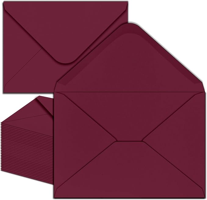 50 Pack 4 x 6 Envelopes Burgundy/Wine Red A4 Envelopes for Invitations, Printable, Self Seal for Weddings, Invitations, Photos, Postcards, Greeting Cards, Mailing