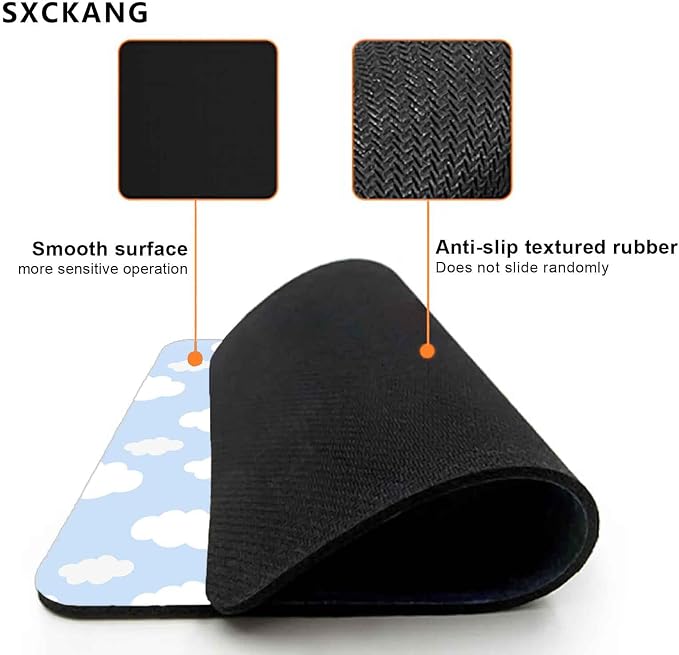 Blue Sky with Clouds Mouse Pad, Square Premium Texture Computer Cute Mouse Pads Design for Office Work Home, Non-Slip Rubber Gaming Mousepad for Computer Laptop, Modern Aesthetic