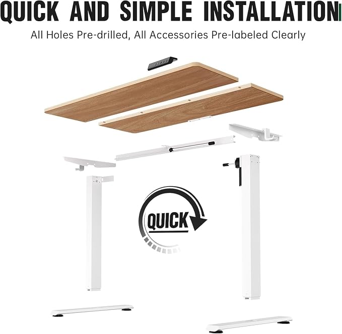 Veken 47.2 Inch Large Electric Standing Desk, Gaming Table, Nature | Height Adjustable Sit Stand Up Computer Tables for Home Office, Study , Writing, Suit students, employees and group work
