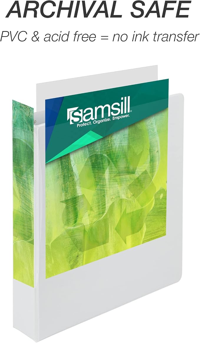 Samsill Plant-Based 1.5 Inch Durable Round Ring, View Binder, Eco-Friendly, USDA Certified Biobased, 4 Pack, White