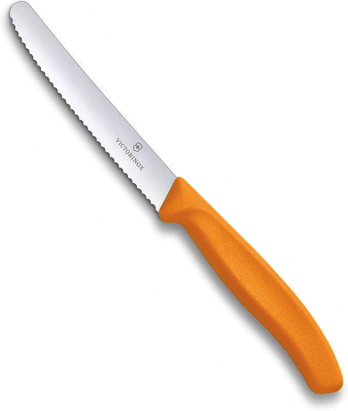 Victorinox VIC-6.7836.L119 Swiss Classic Utility - Colored 4½" Serrated Round Blade ¾" width at handle Orange, Multicolor