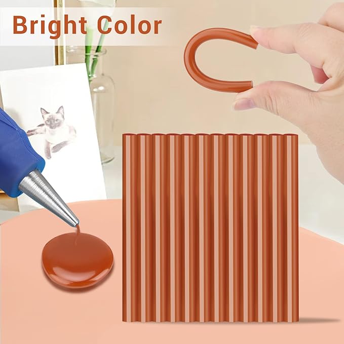 Manarty Brick Red Hot Glue Stick, 48 PCS 0.27" Dia x 4" Long Mini Hot Melt Glue Sticks Colored, Adhesive EVA Glue Sticks Standard for Sealing Repairing Stamp DIY Art Handmade Car Craft Decoration