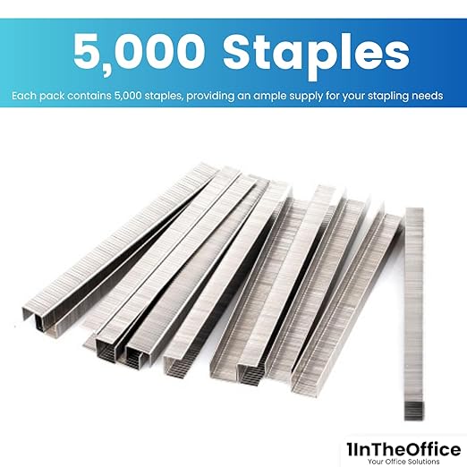 1InTheOffice Standard Staples - 1/4" Leg Length, 5,000 Staples/Pack, 5 Pack