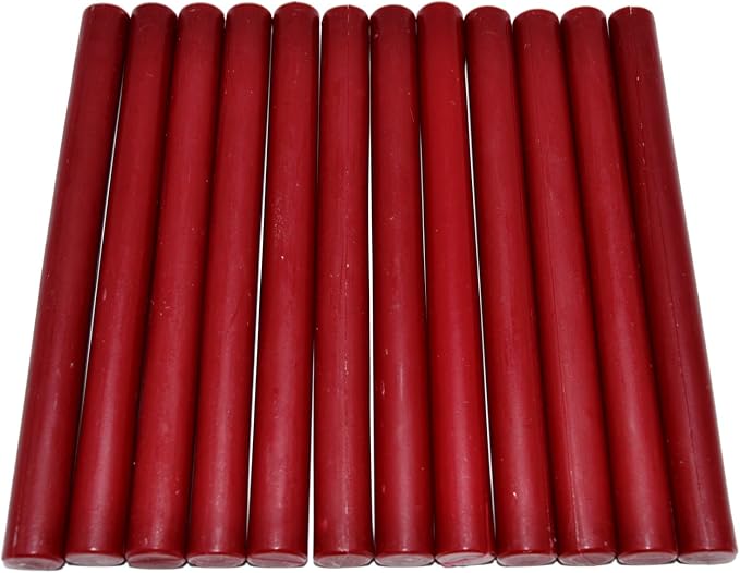 Matte Dark Red Glue Gun Sealing Wax Sticks Wax Seal Rod, 12 Sticks | 0.4-inch diameter, For Sealing Wine Bottle, Thanks Card, Envelope, Event Party Invitation, Gift Wrapping, Hallowen Decors