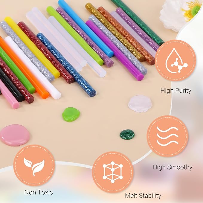 120PCS Hot Glue Sticks for Craft - 0.28x3.9" Gartful Mini Size Hot Melt Glue Sticks, 48 PCS Clear+36 PCS Colored+36 PCS Glitter, Multipurpose for Art Craft Project, General Repair, Bonding, Sealing