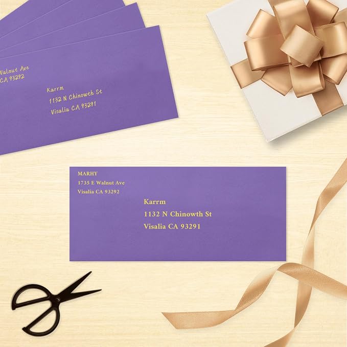 200 Pack #10 Business Envelopes, Dark Purple Standard Envelopes Self Seal, Letter Size Mailing Envelopes for Checks Letters Invoices Christmas Birthday Graduation Wedding, 4 1/8 x 9 1/2 Inch