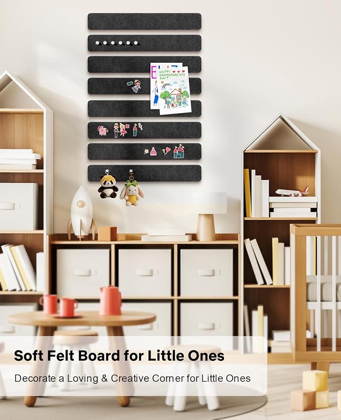 Small Cork Bulletin Board Tiles, Felt Wall Decor and Office Desk Accessories for Vision, Message Center, Picture and Prayer Board, Dorm, Room, Home Office Essentials and Organization(Charcoal Gray)