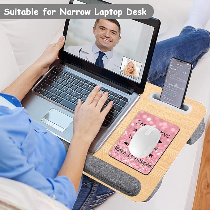 Dapesuom Small Mouse Pad, 6 x 8 Inch Thick Rubber Premium-Textured Non-Slip Portable & Washable Mini Mouse Mat for Women Wireless Laptops Keyboard Tray Gaming Work Computer Office Travel, Pink Quotes