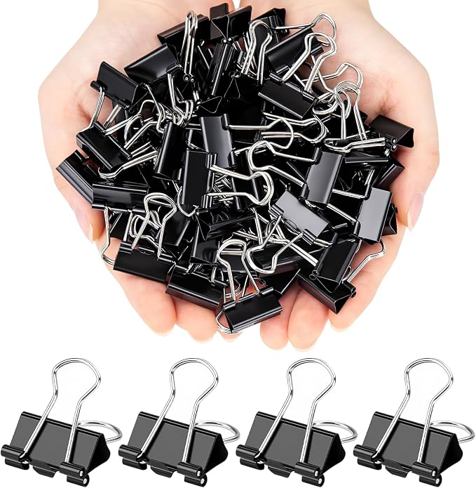 OWLKELA 140 Pcs Binder Clips, 0.75 inch, Black | Metal Paper Clamps, Paper Binder Clip, Ideal for Office, Home and School Supplies