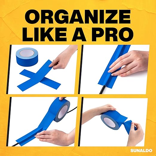 Gaffers Tape Heavy Duty, Easy to Rip, Residue-Free Professional Grade Floor Tape for Electrical Cords, Matte Finish Non Reflective, Weather Resistant (1, Blue, 2" x 30 Yards)
