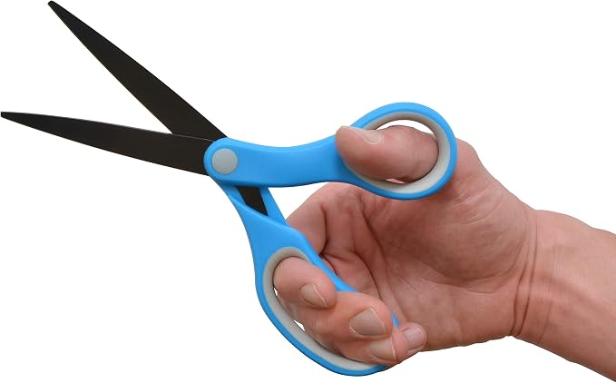 Westcott 55850 8-Inch Non-Stick Titanium Scissors For Office and Home, Blue/Gray, 4 Pack
