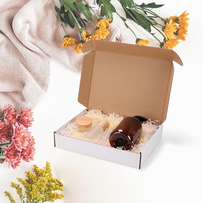 EXYGLO 6 Pack 11x8x2 Shipping Boxes, White Corrugated Cardboard Boxes for Packaging Small Business, Moving, Shipping, Mailing, and Storing