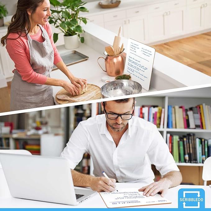 Scribbledo 2 Pack 9x12 Inch Small White Board and Mini Dry Erase Board Handheld Whiteboards for Students, Home, Office, and Kitchen Use, Dry Erase Boards