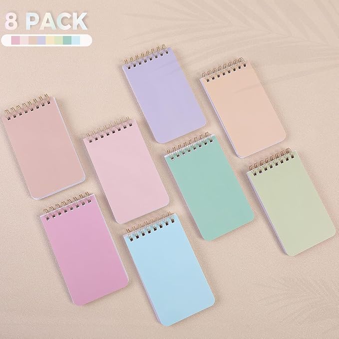SKYDUE Small Notebooks, Cute 3x5 Pocket Notepads, Mini Spiral Notebook with Lined Pages Nursing School Essentials, School Office Supplies Set Of 8