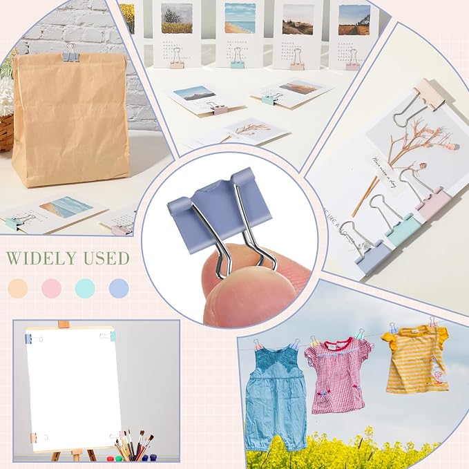 Jetec 500 Pcs Pastel 1 Inch Binder Clip Paper Clamp Metal Paper Clip | for Teachers Students Classroom Business Office and School Office Supplies