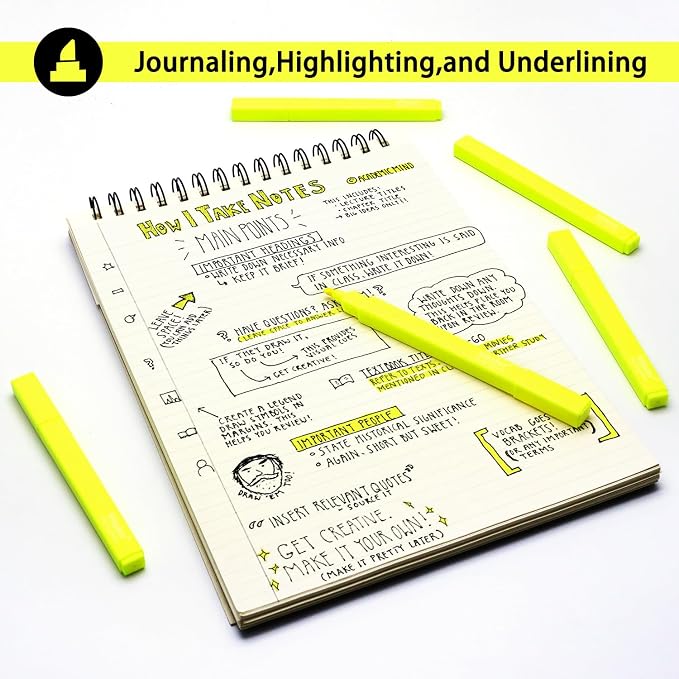Vitoler Yellow Highlighters Set, Dry Fast,Chisel Tip, 20Pcs | Dry Fast,long lasting high quality for bible study,books,journal,writing,school office