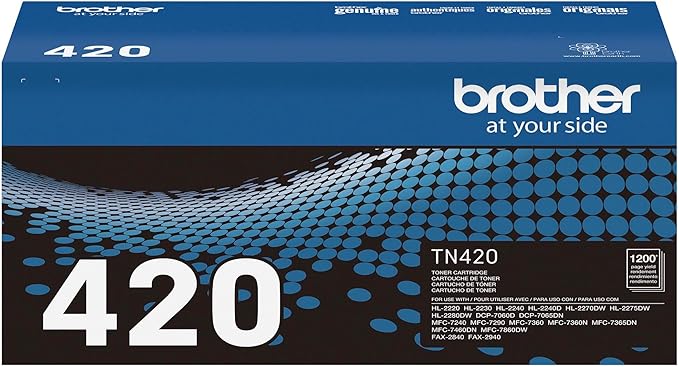 Brother Genuine TN420 Mono Laser Toner Cartridge, Black